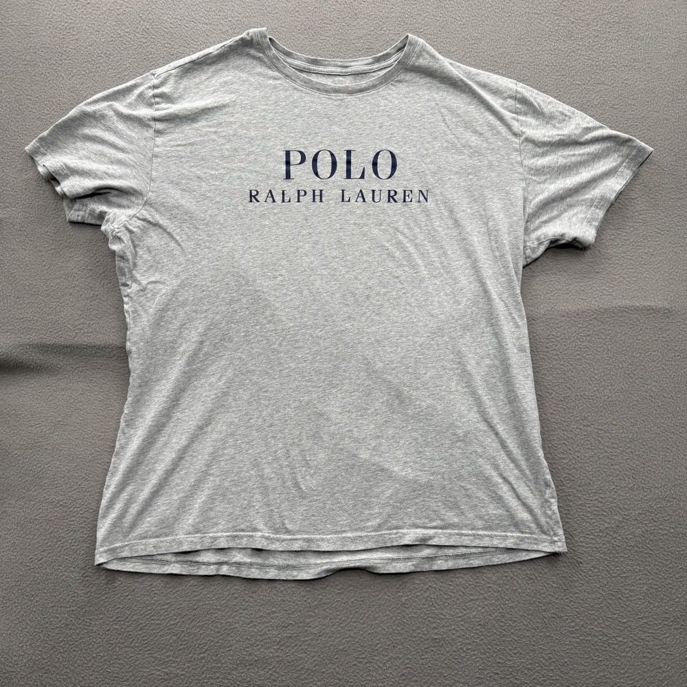 Polo Ralph Lauren Shirt Mens XL Gray Logo Graphic Crewneck Soft Tee Tagless